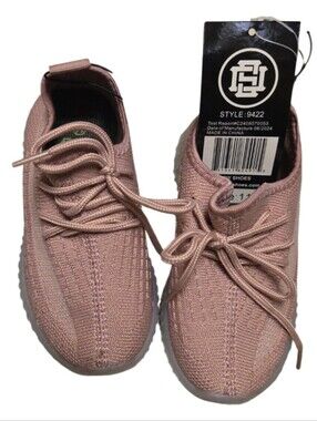 New Toddlers Pink Rose Knit Lace-Up Sneakers - Dusty Rose